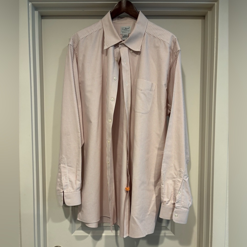 L.L. Bean Men's Pink Striped Dress Shirt
